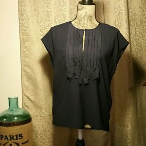 J.Crew Sheer Sleeveless Ruffled Blouse